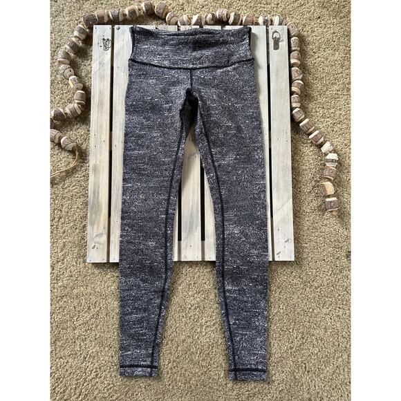 Lululemon Wunder Under Athletic Heathered Gray Black Leggings - Picture 3 of 8